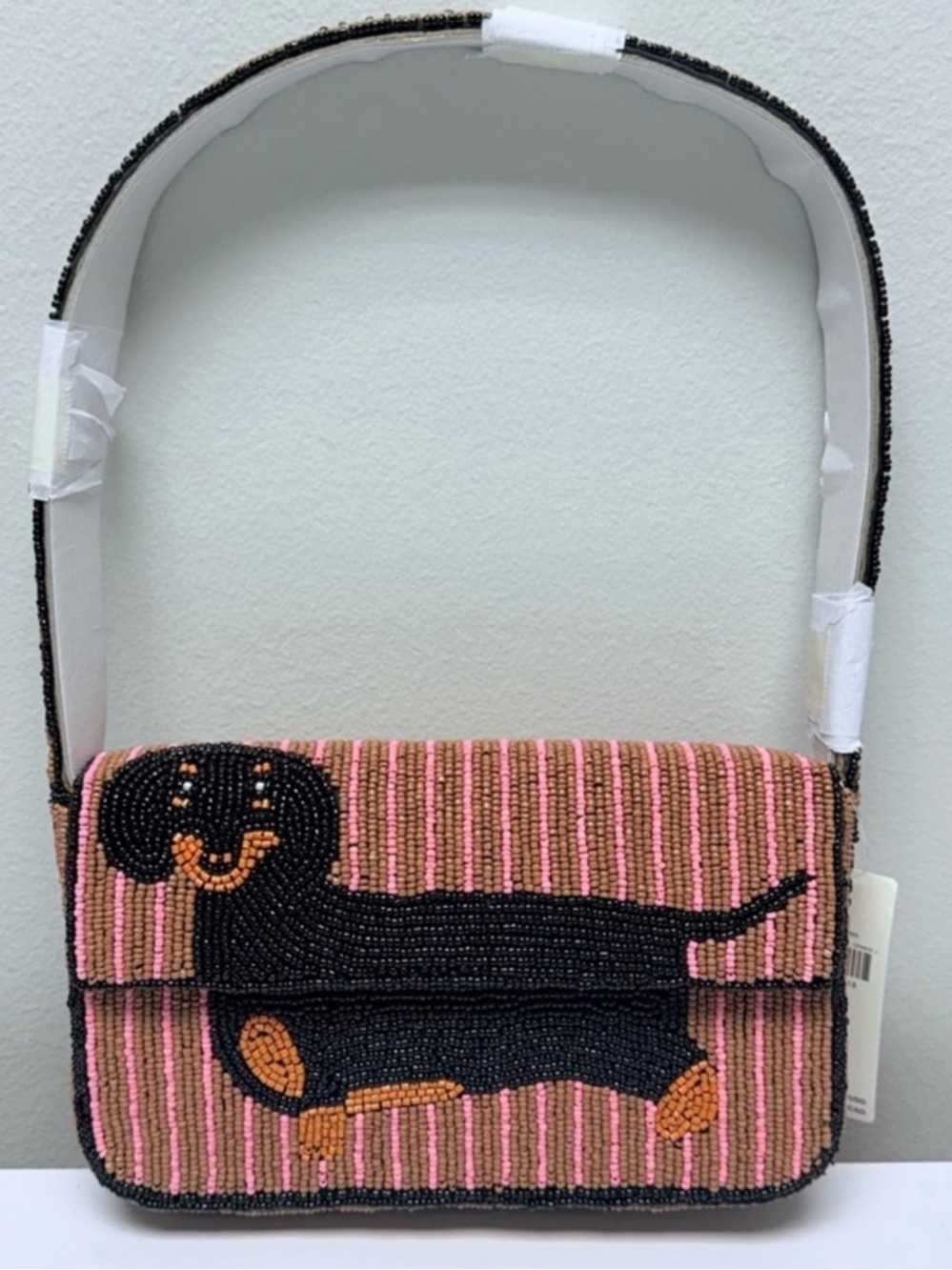 New! Fiona Dachshund Beaded Bag by Anthropologie, Brown, Pink, & Black - Picture 4 of 6